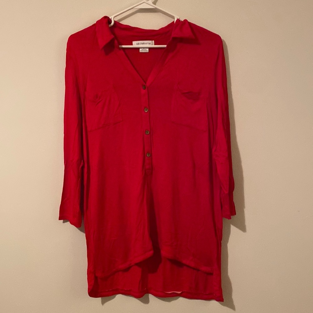 Liz Claiborne bright red shirt